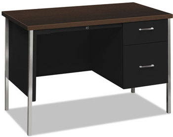 HON® 34000 Series Single Pedestal Desk Right 45.25" x 24" 29.5", Mocha/Black