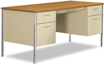 HON® 34000 Series Double Pedestal Desk 60" x 30" 29.5", Harvest/Putty