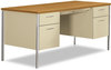 A Picture of product HON-34962CL HON® 34000 Series Double Pedestal Desk 60" x 30" 29.5", Harvest/Putty