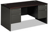 A Picture of product HON-38155NS HON® 38000 Series™ Double Pedestal Desk 60" x 30" 29.5", Mahogany/Charcoal