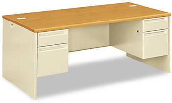 HON® 38000 Series™ Double Pedestal Desk 72" x 36" 29.5", Harvest/Putty