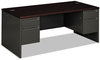 A Picture of product HON-38180NS HON® 38000 Series™ Double Pedestal Desk 72" x 36" 29.5", Mahogany/Charcoal