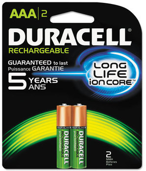 Duracell® Rechargeable NiMH Batteries with Duralock Power Preserve™ Technology,  AAA, 2/Pk