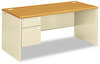 A Picture of product HON-38292LCL HON® 38000 Series™ Single Pedestal Desk Left 66" x 30" 29.5", Harvest/Putty