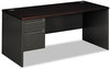 A Picture of product HON-38292LNS HON® 38000 Series™ Single Pedestal Desk Left 66" x 30" 29.5", Mahogany/Charcoal