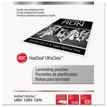 Swingline™ GBC® UltraClear™ Laminating Pouches,  5 mil, 9 x 11 1/2, 100/Pack
