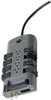 A Picture of product BLK-BP11223008 Belkin® Pivot Plug Surge Protector,  12 Outlets, 8 ft Cord, 4320 Joules, Gray