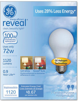 GE Halogen A-Line Bulb,  A19, 100 Watts