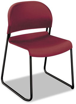 HON® GuestStacker® High Density Chairs Supports 300 lb, 17.5" Seat Height, Mulberry Back, Black Base, 4/Carton