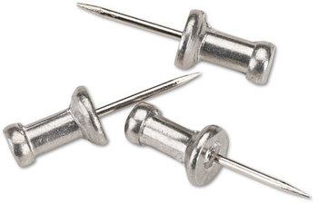GEM Aluminum Head Push Pins,  Aluminum, Silver, 1/2", 100/Box