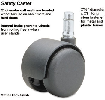 Master Caster® Safety Casters, Standard Neck, Polyurethane, B Stem, 110 lbs./Caster, 5/Set