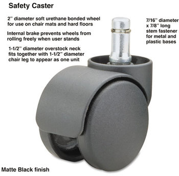 Master Caster® Safety Casters,  Oversize Neck Polyurethane, B Stem, 110 lbs./Caster, 5/Set