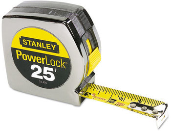 Stanley® Powerlock® Tape Rule,  1" x 25ft, Chrome/Yellow