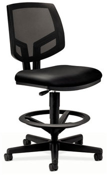 HON® Volt® Series Mesh Back Adjustable Leather Task Stool Supports Up to 250 lb, 22.88" 32.38" Seat Height, Black