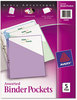 A Picture of product AVE-75254 Avery® Binder Pockets 3-Hole Punched, 9.25 x 11, Assorted Colors, 5/Pack