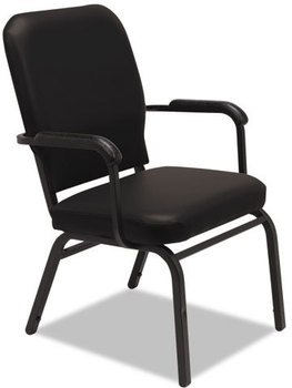 Alera® Oversize Stack Chair with Fixed Padded Arms,  Black Anitmicrobial Vinyl Upholstery, 2/Carton