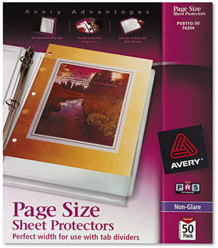 Avery® Page Size Heavyweight Three-Hole Punched Sheet Protector Top-Load Poly Protectors, Non-Glare, Letter, 50/Box