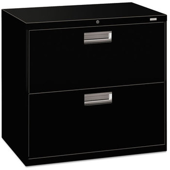 HON® Brigade® 600 Series Lateral File 2 Legal/Letter-Size Drawers, Black, 30" x 18" 28"