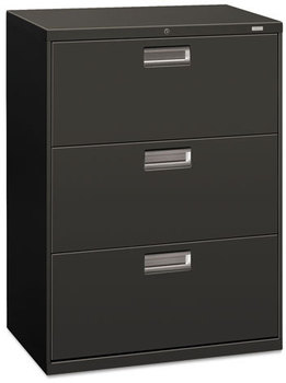 HON® Brigade® 600 Series Lateral File 3 Legal/Letter-Size Drawers, Charcoal, 30" x 18" 39.13"