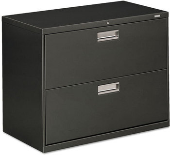 HON® Brigade® 600 Series Lateral File 2 Legal/Letter-Size Drawers, Charcoal, 36" x 18" 28"