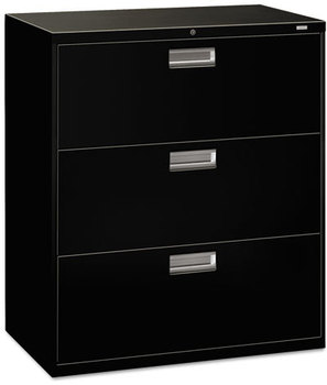 HON® Brigade® 600 Series Lateral File 3 Legal/Letter-Size Drawers, Black, 36" x 18" 39.13"