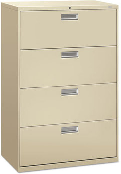 HON® Brigade® 600 Series Lateral File 4 Legal/Letter-Size Drawers, Putty, 36" x 18" 52.5"