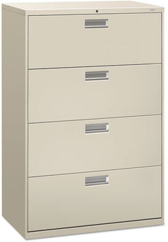 HON® Brigade® 600 Series Lateral File 4 Legal/Letter-Size Drawers, Light Gray, 36" x 18" 52.5"