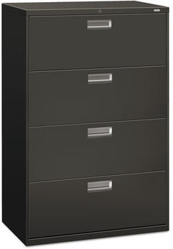 HON® Brigade® 600 Series Lateral File 4 Legal/Letter-Size Drawers, Charcoal, 36" x 18" 52.5"