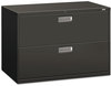 A Picture of product HON-692LS HON® Brigade® 600 Series Lateral File 2 Legal/Letter-Size Drawers, Charcoal, 42" x 18" 28"