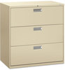 A Picture of product HON-693LL HON® Brigade® 600 Series Lateral File 3 Legal/Letter-Size Drawers, Putty, 42" x 18" 39.13"