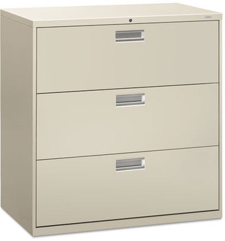 HON® Brigade® 600 Series Lateral File 3 Legal/Letter-Size Drawers, Light Gray, 42" x 18" 39.13"