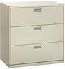 A Picture of product HON-693LQ HON® Brigade® 600 Series Lateral File 3 Legal/Letter-Size Drawers, Light Gray, 42" x 18" 39.13"