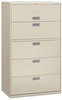 A Picture of product HON-695LQ HON® Brigade® 600 Series Lateral File 4 Legal/Letter-Size Drawers, 1 Roll-Out Shelf, Light Gray, 42" x 18" 64.25"