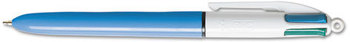 BIC® 4-Color™ Retractable Ballpoint Pen,  Assorted Ink, Blue Barrel, 1mm, Medium
