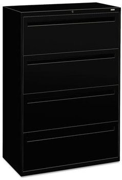 HON® Brigade® 700 Series Lateral File 4 Legal/Letter-Size Drawers, Black, 36" x 18" 52.5"