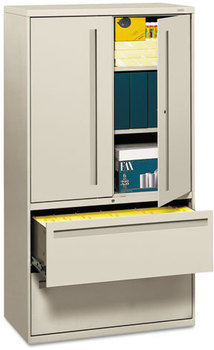 HON® Brigade® 700 Series Lateral File with Storage Three-Shelf Enclosed 2 Legal/Letter-Size Drawers, Gray, 36" x 18" 64.25"