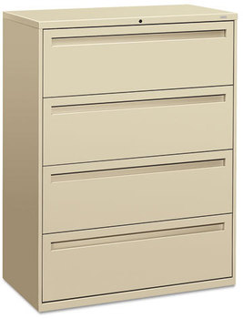 HON® Brigade® 700 Series Lateral File 4 Legal/Letter-Size Drawers, Putty, 42" x 18" 52.5"