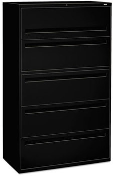 HON® Brigade® 700 Series Lateral File 4 Legal/Letter-Size Drawers, 1 Shelf, Post Black, 42" x 18" 64.25"