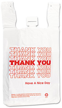 Inteplast Group HDPE T-Shirt Bags,  12 x 7 x 13, 14 Microns, White, 500/Carton