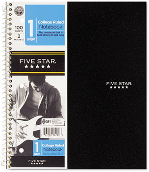 Five Star® Wirebound Notebook,  College Rule, 8 1/2 x 11, White, 1 Subject, 100 Sheets