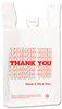 A Picture of product BPC-6415THYOU Barnes Paper Company Plastic Thank-You T-Sack,  6" x 4" x 15", 2 Mil, White