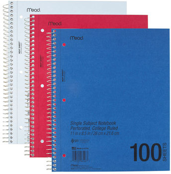 Mead® DuraPress® Cover Notebook,  College Rule, 8 1/2 x 11, White, 100 Sheets