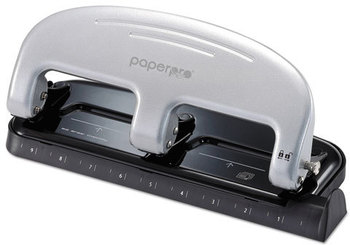 PaperPro® inPRESS™ Three-Hole Punch,  20-Sheet Capacity, Black/Silver