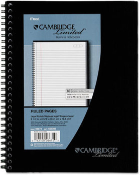 Cambridge® Wirebound Business Notebook,  Legal Rule, 6 5/8 x 9 1/2, 80 Sheets