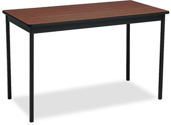 Barricks Utility Table,  Rectangular, 48w x 24d x 30h, Walnut/Black