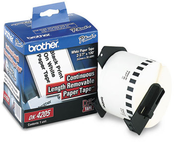 Brother Continuous Length Label Tapes,  2.4" x 100ft Roll, White