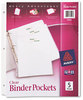 A Picture of product AVE-75243 Avery® Binder Pockets 3-Hole Punched, 9.25 x 11, Clear, 5/Pack