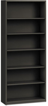 HON® Brigade® Metal Bookcases Bookcase, Six-Shelf, 34.5w x 12.63d 81.13h, Charcoal