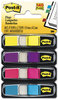 A Picture of product MMM-6834AB Post-it® Flags Small Page in Dispensers, 0.5 x 1.75, Four Colors, 35/Color, 4 Dispensers/Pack