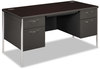 A Picture of product HON-88962NS HON® Mentor® Series Double Pedestal Desk 60" x 30" 29.5", Mahogany/Charcoal